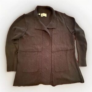 Habitat Cardigan Sweater XL Black Chunky Cotton Button casual cozy artsy